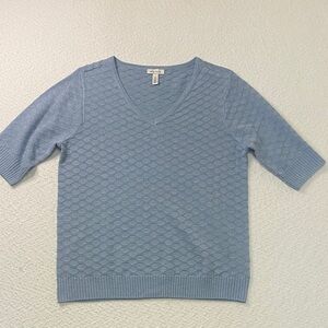 Ella Moss Textured Blue Knit Top